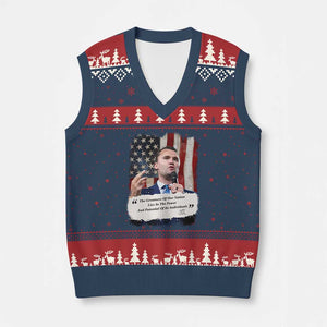 Patriotic Charlie Kirk Legacy V-Neck Knit Sweater Vest The Greatness of America Power of the People TS02 Navy Red Print Your Wear