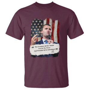 Patriotic Charlie Kirk Legacy T Shirt The Greatness of America Power of the People TS02 Maroon Print Your Wear