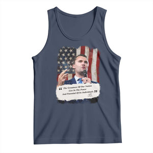 Patriotic Charlie Kirk Legacy Tank Top The Greatness of America Power of the People TS02 Navy Print Your Wear