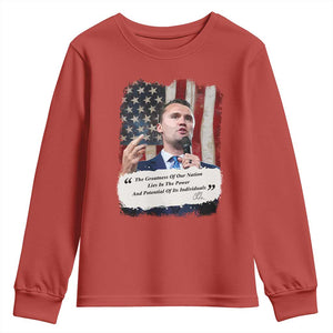 Patriotic Charlie Kirk Legacy Youth Sweatshirt The Greatness of America Power of the People TS02 Red Print Your Wear