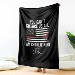 I Am Charlie Kirk Throw Blanket You Cant Silence Us All Patriotic American Flag TS02 Print Your Wear