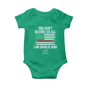 I Am Charlie Kirk Baby Onesie You Cant Silence Us All Patriotic American Flag TS02 Irish Green Print Your Wear