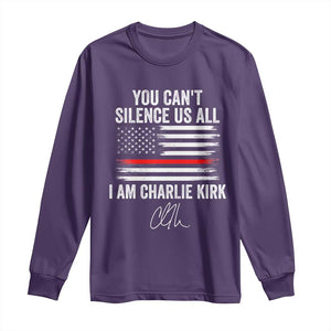 I Am Charlie Kirk Long Sleeve Shirt You Cant Silence Us All Patriotic American Flag TS02 Purple Print Your Wear