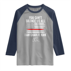 I Am Charlie Kirk Raglan Shirt You Cant Silence Us All Patriotic American Flag TS02 Sport Gray Navy Print Your Wear