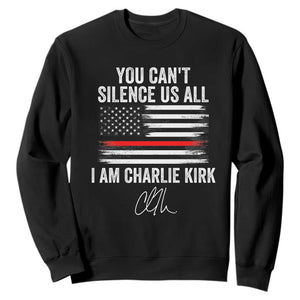 I Am Charlie Kirk Sweatshirt You Cant Silence Us All Patriotic American Flag TS02 Black Print Your Wear