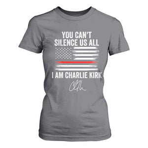 I Am Charlie Kirk T Shirt For Women You Cant Silence Us All Patriotic American Flag TS02 Charcoal Print Your Wear
