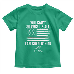 I Am Charlie Kirk Toddler T Shirt You Cant Silence Us All Patriotic American Flag TS02 Irish Green Print Your Wear