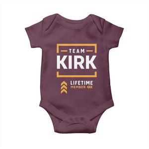 Team Kirk Lifetime Member Baby Onesie American True Patriot Support TS02 Maroon Print Your Wear