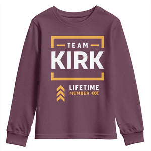 Team Kirk Lifetime Member Youth Sweatshirt American True Patriot Support TS02 Maroon Print Your Wear
