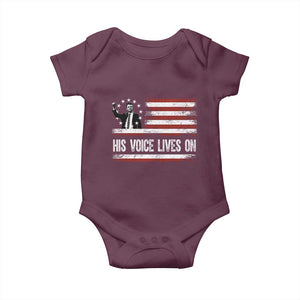 Charlie Kirk Memorial Baby Onesie His Voice Lives On Vintage Patriotic American Flag TS02 Maroon Print Your Wear