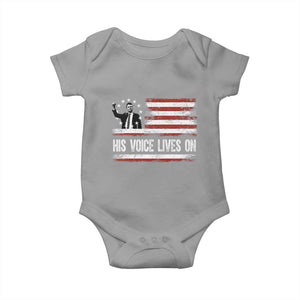 Charlie Kirk Memorial Baby Onesie His Voice Lives On Vintage Patriotic American Flag TS02 Sport Gray Print Your Wear