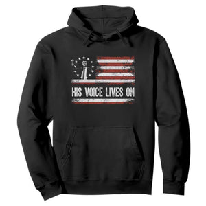 Charlie Kirk Memorial Hoodie His Voice Lives On Vintage Patriotic American Flag TS02 Black Print Your Wear
