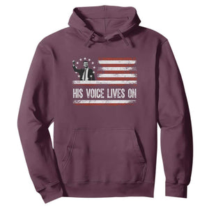 Charlie Kirk Memorial Hoodie His Voice Lives On Vintage Patriotic American Flag TS02 Maroon Print Your Wear