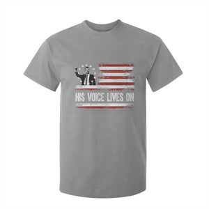 Charlie Kirk Memorial T Shirt For Kid His Voice Lives On Vintage Patriotic American Flag TS02 Sport Gray Print Your Wear