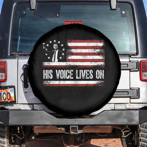 Charlie Kirk Memorial Spare Tire Cover His Voice Lives On Vintage Patriotic American Flag TS02 No hole Black Print Your Wear