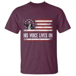 Charlie Kirk Memorial T Shirt His Voice Lives On Vintage Patriotic American Flag TS02 Maroon Print Your Wear