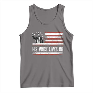 Charlie Kirk Memorial Tank Top His Voice Lives On Vintage Patriotic American Flag TS02 Deep Heather Print Your Wear