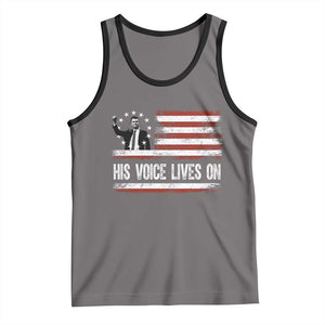 Charlie Kirk Memorial Tank Top His Voice Lives On Vintage Patriotic American Flag TS02 Deep Heather Black Print Your Wear