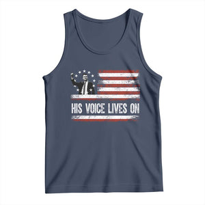 Charlie Kirk Memorial Tank Top His Voice Lives On Vintage Patriotic American Flag TS02 Navy Print Your Wear