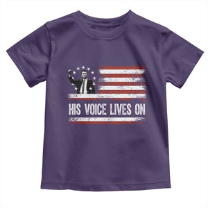 Charlie Kirk Memorial Toddler T Shirt His Voice Lives On Vintage Patriotic American Flag TS02 Purple Print Your Wear
