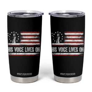Charlie Kirk Memorial Tumbler Cup His Voice Lives On Vintage Patriotic American Flag TS02 Black Print Your Wear