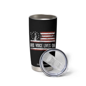 Charlie Kirk Memorial Tumbler Cup His Voice Lives On Vintage Patriotic American Flag TS02 Print Your Wear