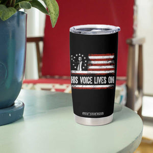 Charlie Kirk Memorial Tumbler Cup His Voice Lives On Vintage Patriotic American Flag TS02 Print Your Wear