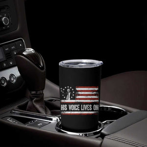 Charlie Kirk Memorial Tumbler Cup His Voice Lives On Vintage Patriotic American Flag TS02 Print Your Wear