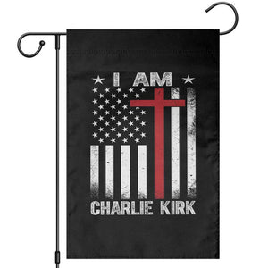 I Am Charlie Kirk Garden Flag Christian Cross Faith American Flag TS02 Black Print Your Wear