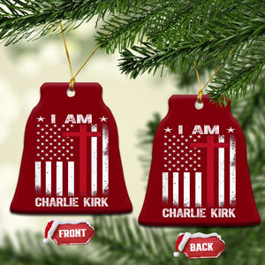 I Am Charlie Kirk Ceramic Ornament Christian Cross Faith American Flag TS02 Print Your Wear