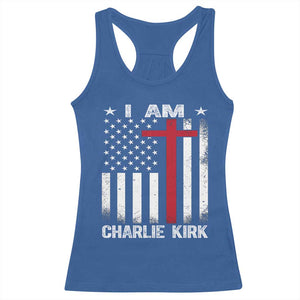 I Am Charlie Kirk Racerback Tank Top Christian Cross Faith American Flag TS02 Royal Blue Print Your Wear
