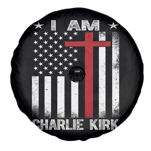 I Am Charlie Kirk Spare Tire Cover Christian Cross Faith American Flag TS02 Print Your Wear
