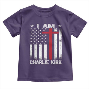 I Am Charlie Kirk Toddler T Shirt Christian Cross Faith American Flag TS02 Purple Print Your Wear