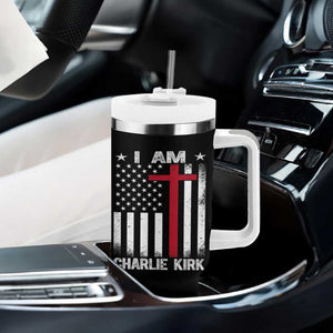 I Am Charlie Kirk Tumbler With Handle Christian Cross Faith American Falg TS02 Print Your Wear
