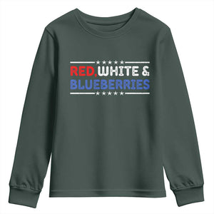 Red White and Blueberries Youth Sweatshirt Patriotic Tribute Memorial TS02 Dark Forest Green Print Your Wear
