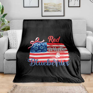 Red White and Blueberries Throw Blanket Patriotic Vintage American Flag Coquette Bow TS02 Print Your Wear