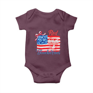 Red White and Blueberries Baby Onesie Patriotic Vintage American Flag Coquette Bow TS02 Maroon Print Your Wear