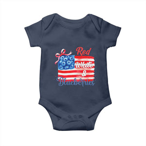 Red White and Blueberries Baby Onesie Patriotic Vintage American Flag Coquette Bow TS02 Navy Print Your Wear