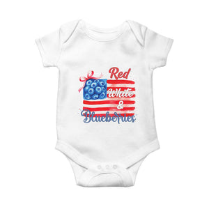 Red White and Blueberries Baby Onesie Patriotic Vintage American Flag Coquette Bow TS02 White Print Your Wear