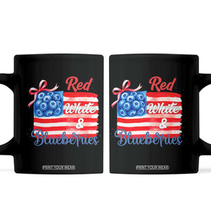 Red White and Blueberries Coffee Mug Patriotic Vintage American Flag Coquette Bow TS02 Black Print Your Wear