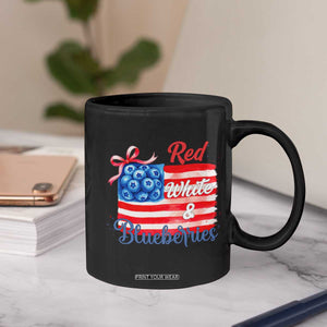 Red White and Blueberries Coffee Mug Patriotic Vintage American Flag Coquette Bow TS02 Print Your Wear