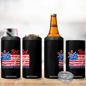 Red White and Blueberries 4 in 1 Can Cooler Tumbler Patriotic Vintage American Flag Coquette Bow TS02 Print Your Wear