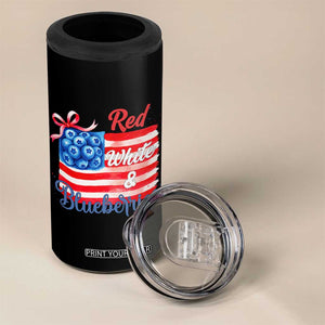 Red White and Blueberries 4 in 1 Can Cooler Tumbler Patriotic Vintage American Flag Coquette Bow TS02 Print Your Wear