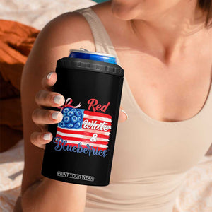 Red White and Blueberries 4 in 1 Can Cooler Tumbler Patriotic Vintage American Flag Coquette Bow TS02 Print Your Wear