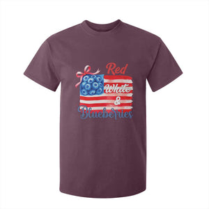 Red White and Blueberries T Shirt For Kid Patriotic Vintage American Flag Coquette Bow TS02 Maroon Print Your Wear