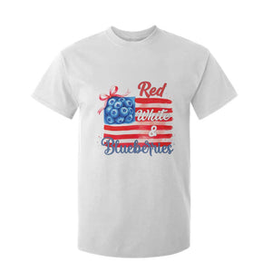 Red White and Blueberries T Shirt For Kid Patriotic Vintage American Flag Coquette Bow TS02 White Print Your Wear