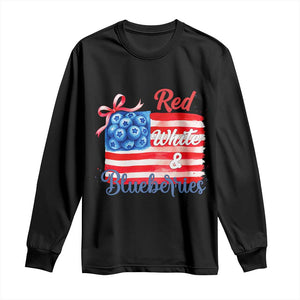 Red White and Blueberries Long Sleeve Shirt Patriotic Vintage American Flag Coquette Bow TS02 Black Print Your Wear