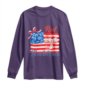 Red White and Blueberries Long Sleeve Shirt Patriotic Vintage American Flag Coquette Bow TS02 Purple Print Your Wear