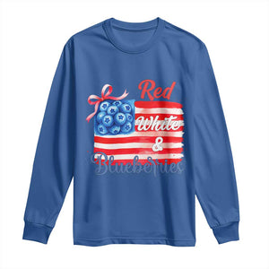 Red White and Blueberries Long Sleeve Shirt Patriotic Vintage American Flag Coquette Bow TS02 Royal Blue Print Your Wear