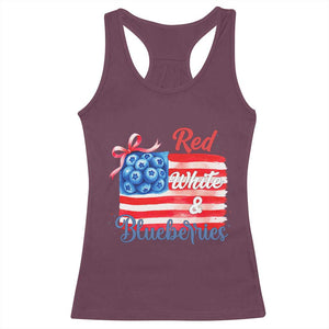 Red White and Blueberries Racerback Tank Top Patriotic Vintage American Flag Coquette Bow TS02 Maroon Print Your Wear